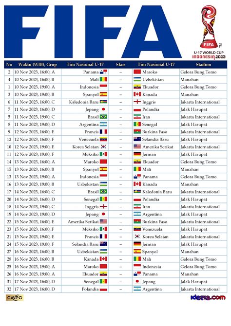 jadwal piala dunia u 17